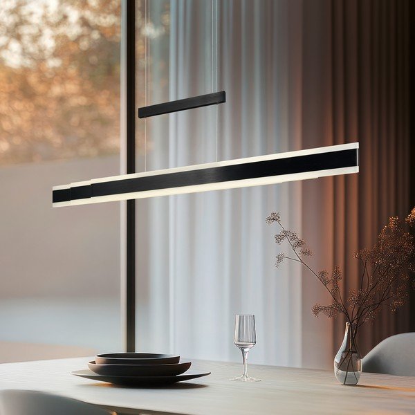 Matinės juodos spalvos kabantis šviestuvas LED su metaliniu gaubtu Arcola – Trio-image-1