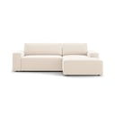 Iš velveto sulankstoma/su sandėliavimo vieta kampinė sofa smėlio spalvos (su dešiniuoju kampu/su gultu) Jodie – Micadoni 