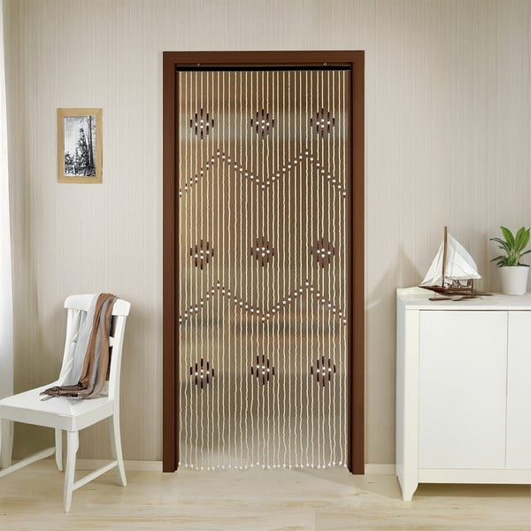 Natūralios spalvos iš bambukinė užuolaida durims 90x200 cm – Maximex-image-1