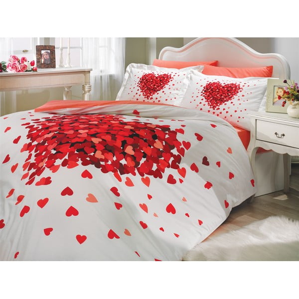 Dvivietės lovos paklodė su medvilninio poplino paklode Juana Red, 200 x 220 cm