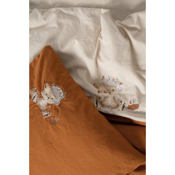 Oranžinės spalvos/smėlio spalvos iš medvilnės vaikiška patalynė vaikiškai lovai su paklode/4 dalių 100x150 cm Clever – Mijolnir-image-2