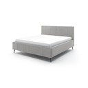 Šviesiai pilkos spalvos dvigulė lova audiniu dengta su sandėliavimo vieta su lovos grotelėmis 180x200 cm Lizzano – Meise Möbel