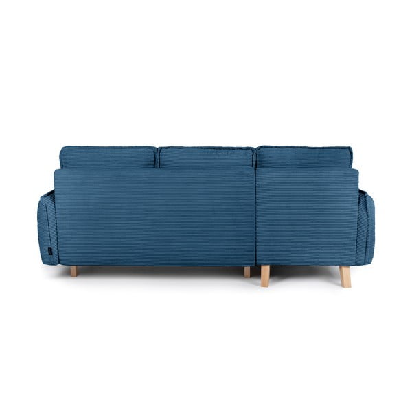 Sulankstoma (kintama) kampinė sofa mėlynos spalvos iš kordinio velveto Tori – Bonami Selection-image-4
