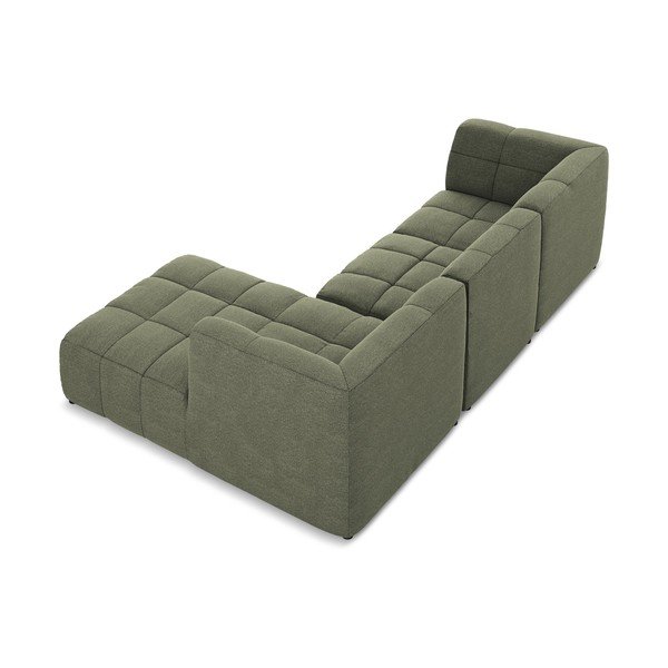 Žalios spalvos kampinė sofa iš boucle (su dešiniuoju kampu/su gultu) Aloha – Makamii-image-4