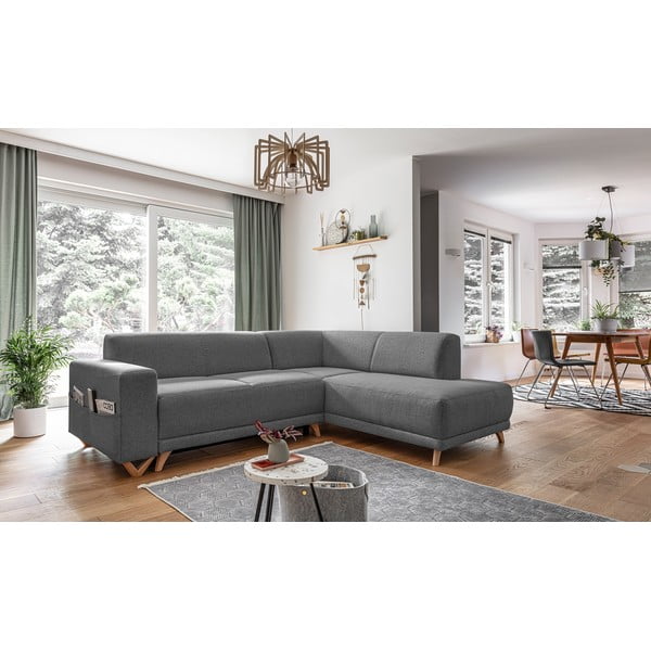 Pilkos spalvos sulankstoma/su sandėliavimo vieta kampinė sofa (su dešiniuoju kampu/„L“ formos) Classy Sophie – Miuform-image-3