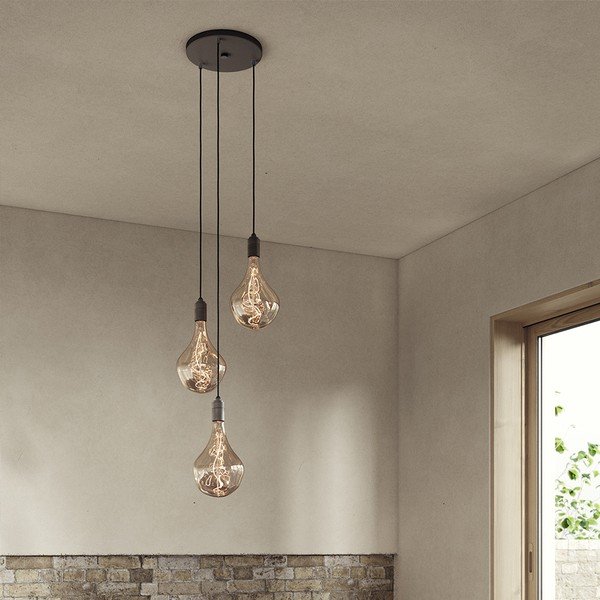 Kabantis šviestuvas tamsiai pilkos spalvos su pritemdymo funkcija ø 25 cm Triple Pendant – tala-image-2