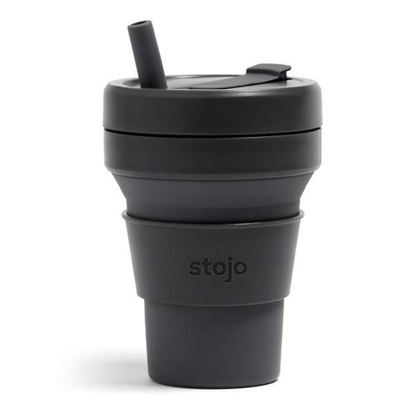 Juodas kelioninis puodelis Stojo Biggie Carbon, 470 ml