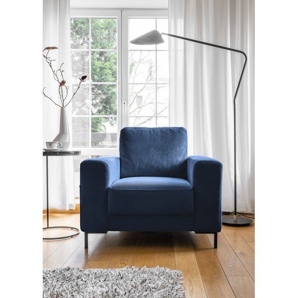 Iš kordinio velveto krėslas tamsiai mėlynos spalvos Lofty Lilly – Miuform-image-1