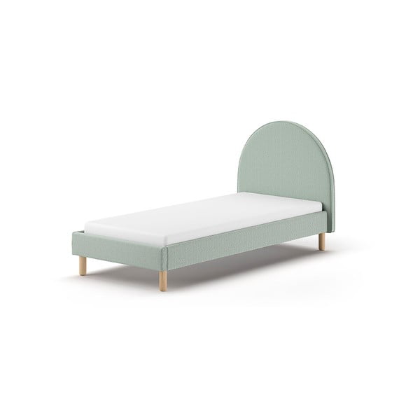 Viengulė lova žalios spalvos audiniu dengta su lovos grotelėmis 90x200 cm MOON – Vipack