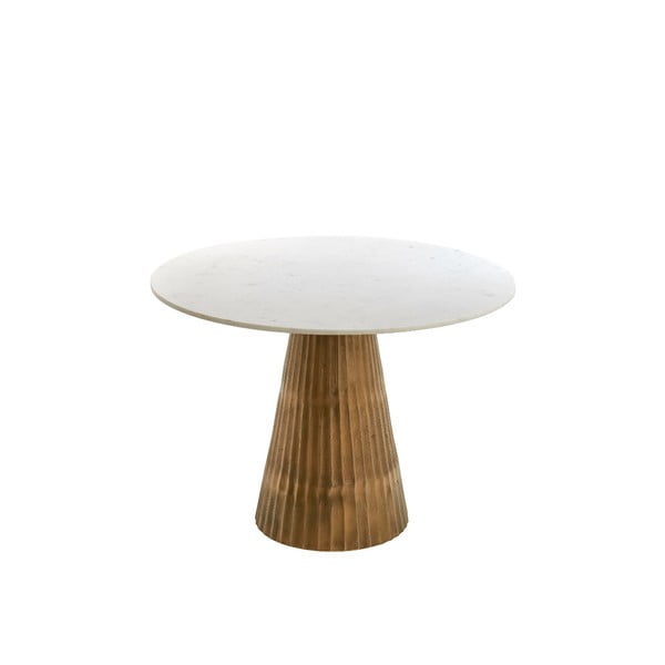 Apvalios formos valgomojo stalas baltos spalvos/bronzinės spalvos su marmuro dekoro stalviršiu ø 100 cm Leyda – Light & Living