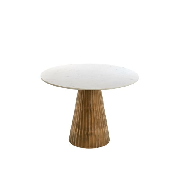 Apvalios formos valgomojo stalas baltos spalvos/bronzinės spalvos su marmuro dekoro stalviršiu ø 100 cm Leyda – Light & Living