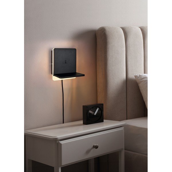 Sieninė lempa matinės juodos spalvos LED su pritemdymo funkcija Fairfield – Trio-image-1