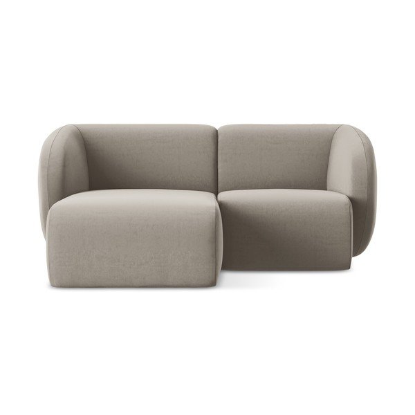 Šviesiai rudos spalvos kampinė sofa iš velveto (su kairiuoju kampu/su gultu) Lani – Makamii