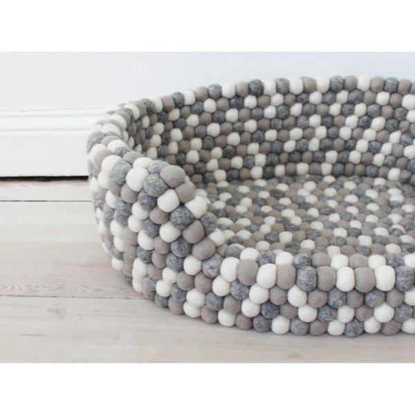 Šviesiai pilkos ir baltos spalvos rutulinis vilnos gultas Wooldot Ball Pet Basket, 40 x 30 cm-image-1