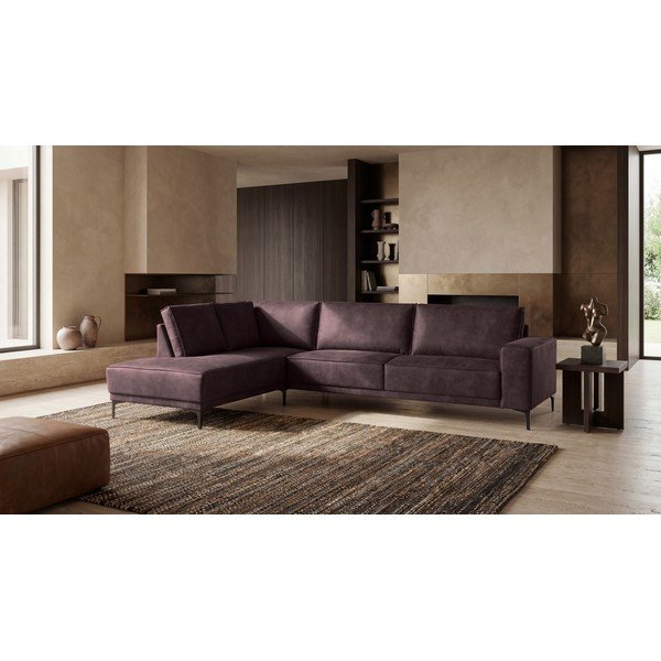 Iš dirbtinės odos kampinė sofa rudos spalvos (su kairiuoju kampu) Copenhagen – Scandic-image-1