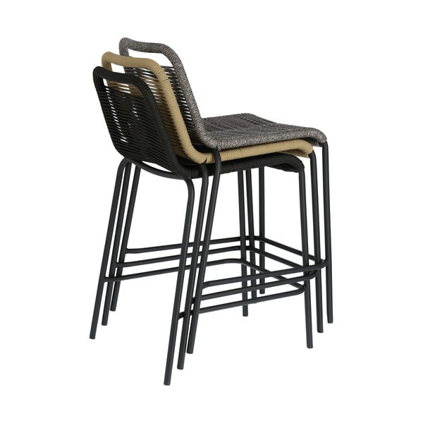 Smėlio spalvos baro kėdė su plienine konstrukcija Kave Home Glenville, aukštis 62 cm-image-4