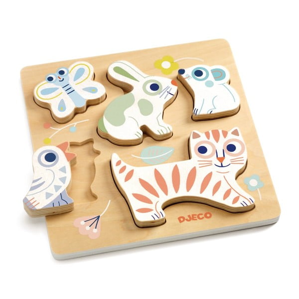 Vaikiška medinė dėlionė Djeco Pastel Puppies