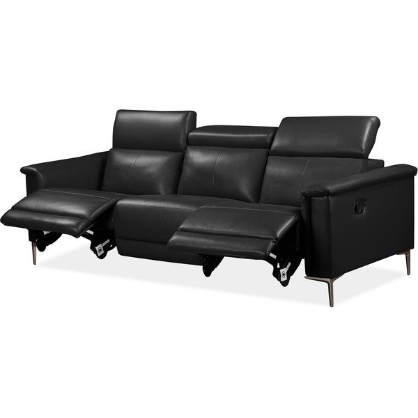 Iš dirbtinės odos sofa juodos spalvos 222 cm Lund – Støraa-image-1
