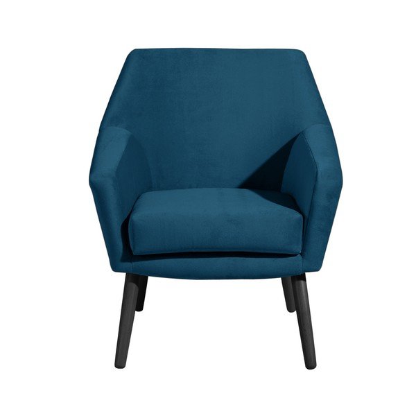 Mėlynas aksomo fotelis su juodomis kojomis Max Winzer Alegro-image-2