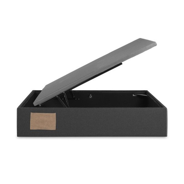 Juodos spalvos viengulė lova audiniu dengta su sandėliavimo vieta 90x190 cm Matters – Kave Home-image-2