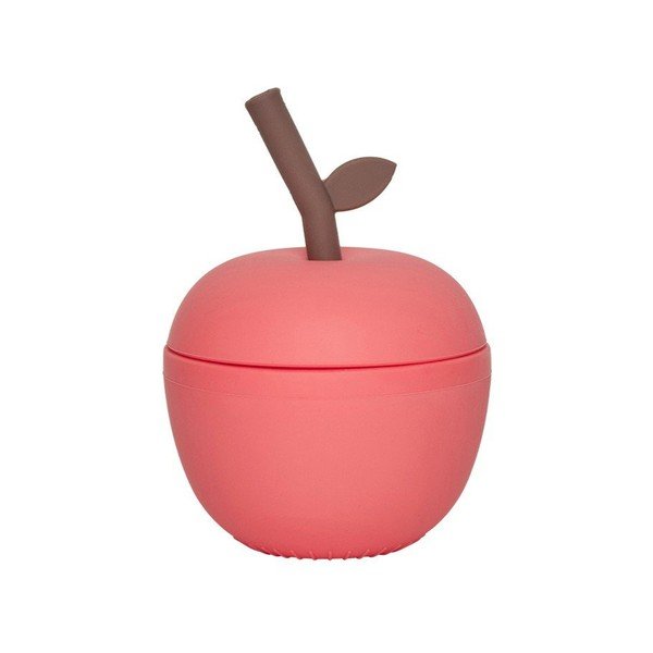 Raudonos spalvos iš silikonas vaikiškas puodelis Apple – OYOY Mini