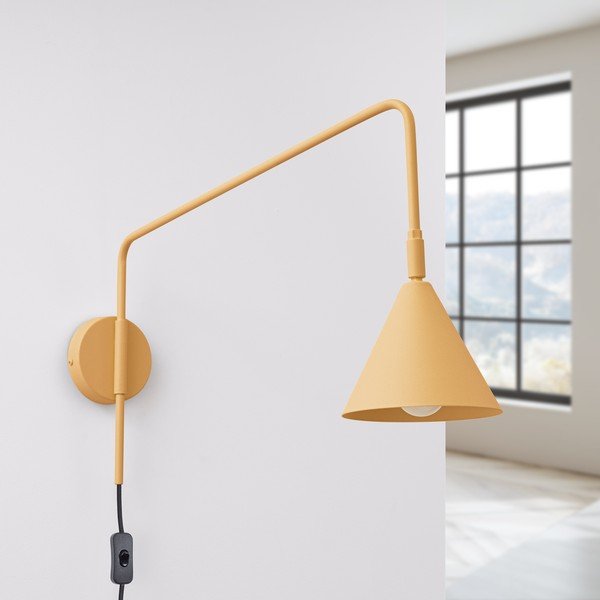 Geltonos spalvos sieninė lempa su kištuku ø 14 cm Zylo – Sollux-image-4