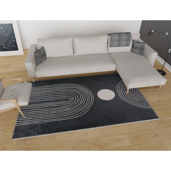 Skalbiamas kilimas antracito spalvos 50x80 cm – Vitaus-image-1