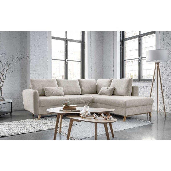 Smėlio spalvos sofa-lova Miuform Scandic Lagom L, dešinysis kampas-image-3
