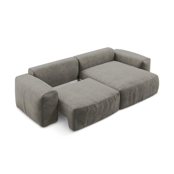 Pilkos spalvos sulankstoma kampinė sofa iš šenilinio audinio (su dešiniuoju kampu/su gultu) Kuki – Makamii-image-4