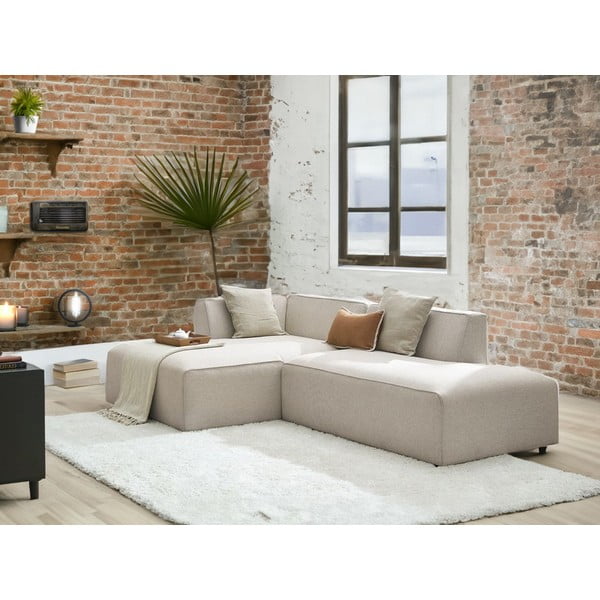 Smėlio spalvos modulinė kampinė sofa (su kairiuoju kampu/„L“ formos) Megeve – Bobochic Paris-image-1