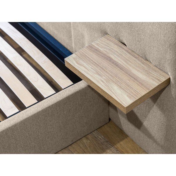 Dvigulė lova smėlio spalvos audiniu dengta su sandėliavimo vieta su lovos grotelėmis 160x200 cm Blandine – Bobochic Paris-image-4