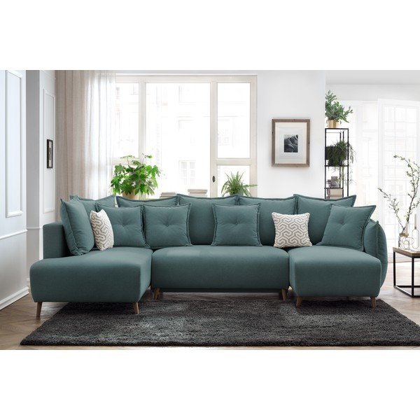 Sulankstoma kampinė sofa turkio spalvos (su kairiuoju kampu/„U“ formos) Nessa – Bobochic Paris-image-1