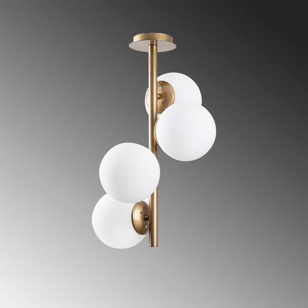 Baltos spalvos/žalvario spalvos lubinis šviestuvas ø 15 cm su stiklo gaubtu Faze – Opviq lights-image-3