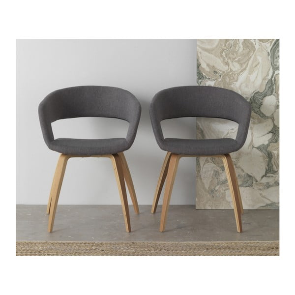 4 medinių valgomojo kėdžių su pilkais apmušalais rinkinys "Geese-image-2