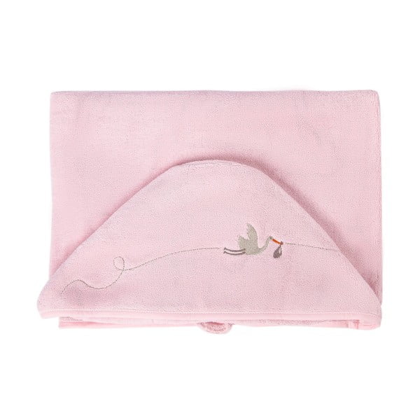 Rožinis medvilninis kūdikių rankšluostis su gobtuvu 80x135 cm Bebemarin - Foutastic