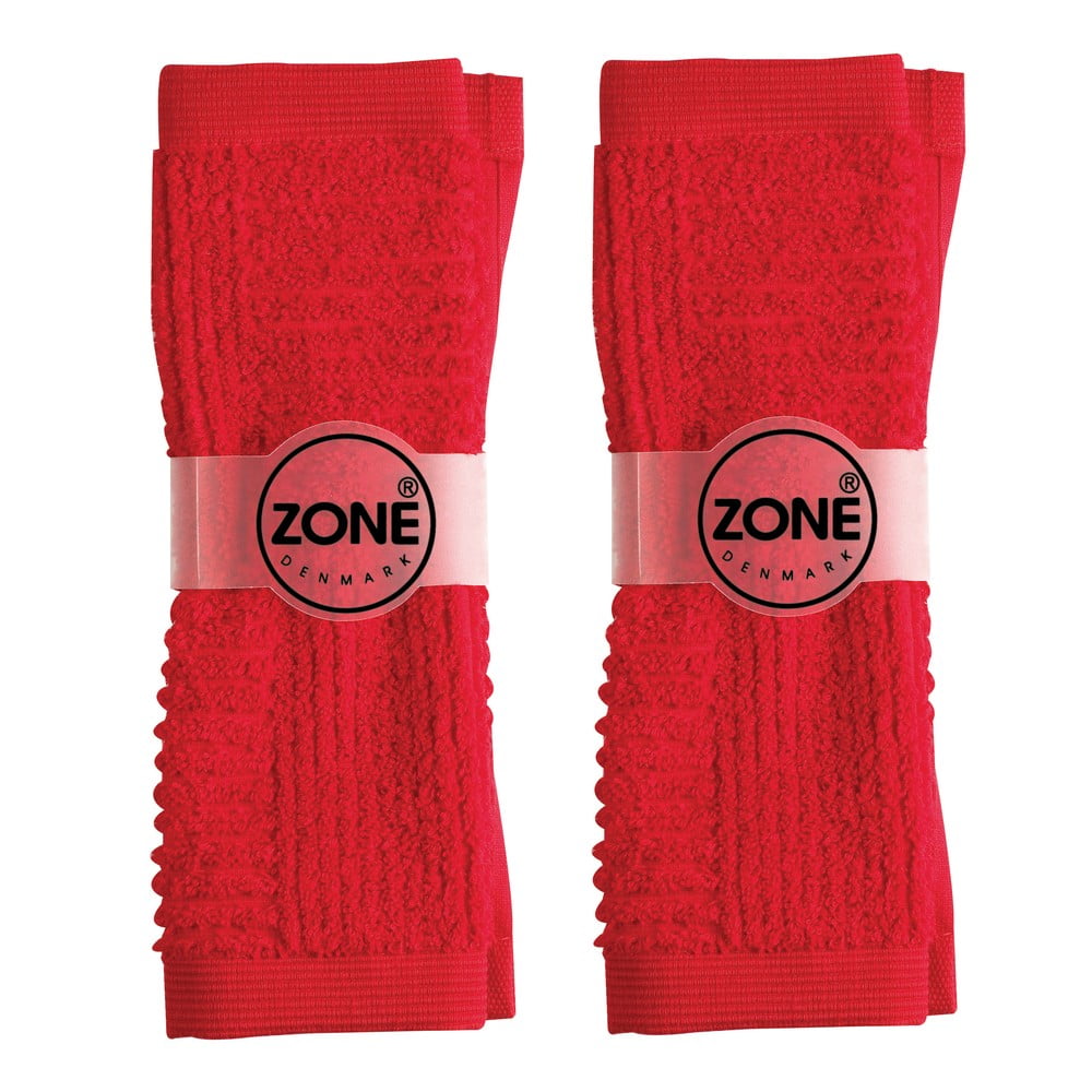 Pora mažų rankšluosčių, 2 vnt., 30x30 cm, raudonos spalvos
