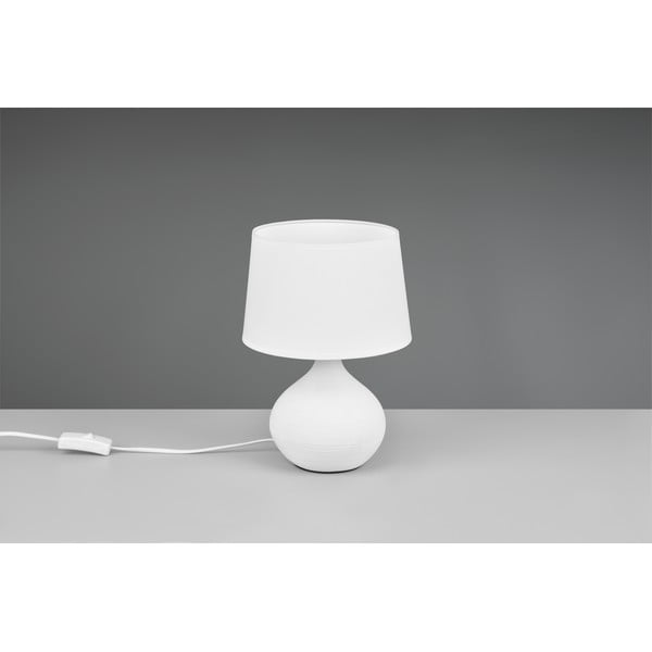 Baltos keramikos ir audinio stalinis šviestuvas Reality Martin, aukštis 29 cm-image-3