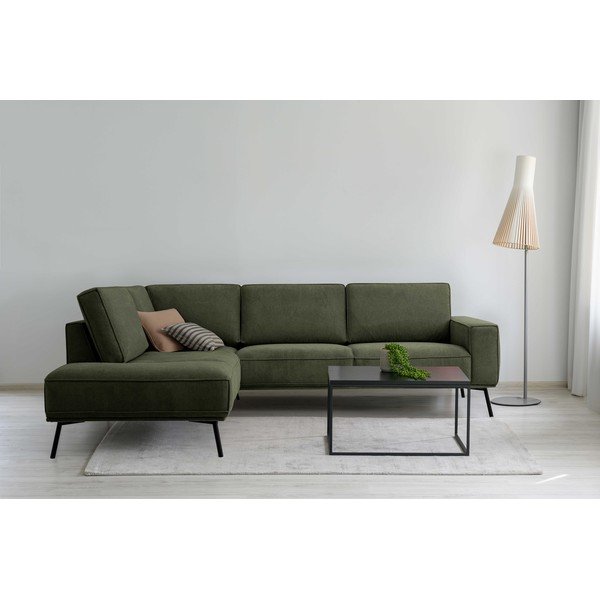Tamsiai žalios spalvos kampinė sofa iš šenilinio audinio (su kairiuoju kampu/„L“ formos) Amsterdam – Scandic-image-1