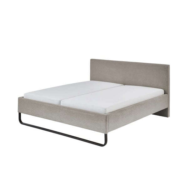 Pilkos spalvos/rudos spalvos dvigulė lova audiniu dengta be grotelių 180x200 cm Swing – Meise Möbel