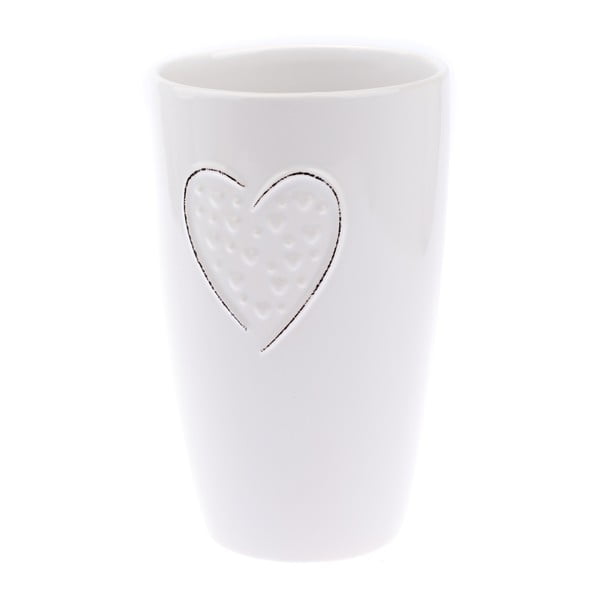 Balta keraminė vaza "Dakls Hearts Dots", 22 cm aukščio