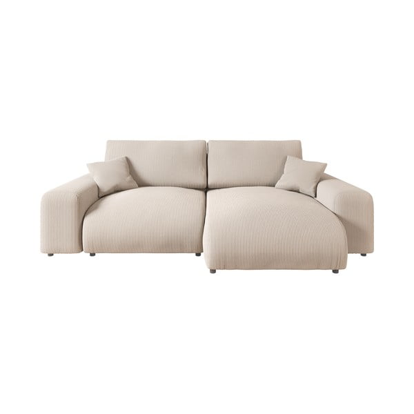 Iš kordinio velveto kampinė sofa smėlio spalvos (kintama) Justin – Ropez