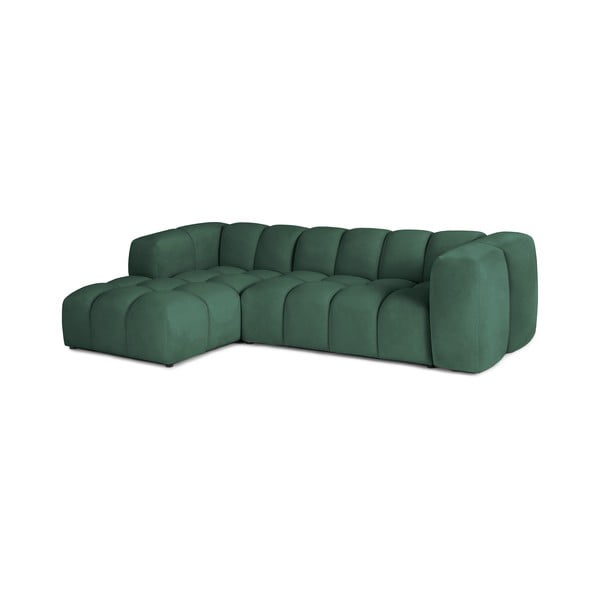 Žalios spalvos iš velveto kampinė sofa (su kairiuoju kampu/su gultu) Cube – Bonami Selection-image-2