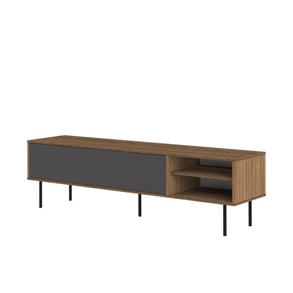 TemaHome "Ampère" televizoriaus staliukas iš riešutmedžio su juodomis varstomomis durelėmis-image-4