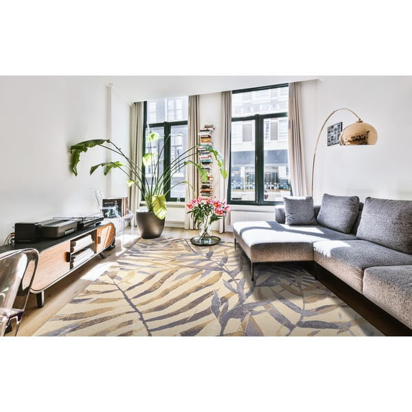 Kilimas iš vilnos smėlio spalvos 133x180 cm Florid – Agnella-image-1