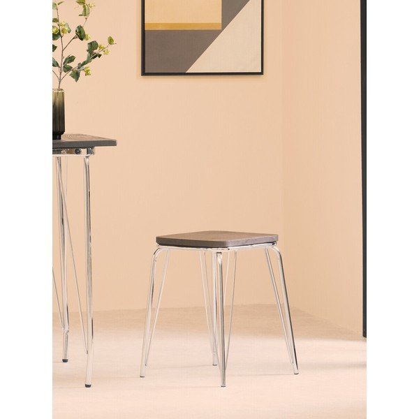 Sidabrinės spalvos/natūralios spalvos iš guobos masyvo taburetė District – Premier Housewares-image-1
