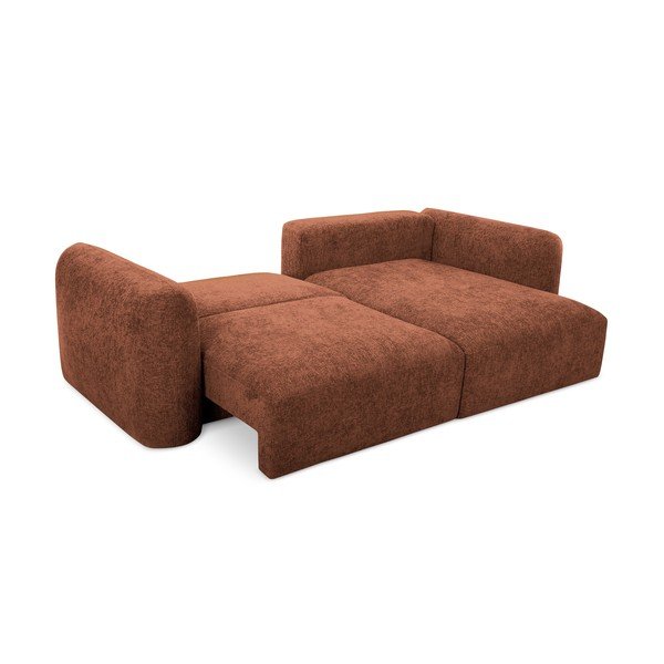 Terakotos spalvos iš šenilinio audinio sulankstoma/su sandėliavimo vieta kampinė sofa (su dešiniuoju kampu/su gultu) Mele – Makamii-image-3