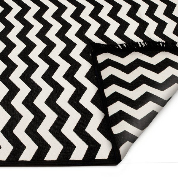 Juodai baltas dvipusis kilimas "Zig Zag", 140 x 215 cm-image-2