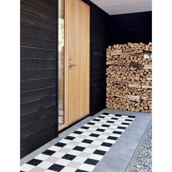 Juodos spalvos/kreminės spalvos lauko kilimas 70x160 cm Pix Black Vanilla – Pappelina-image-3