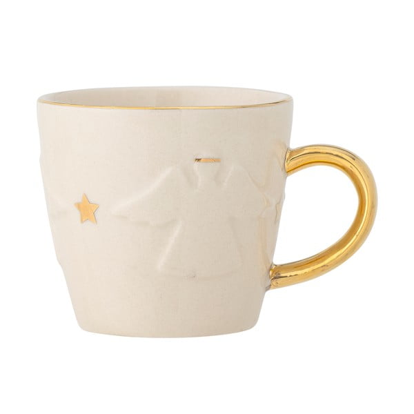 Iš akmens masės puodelis baltos spalvos/auksinės spalvos su Kalėdų motyvu 200 ml Starry – Bloomingville