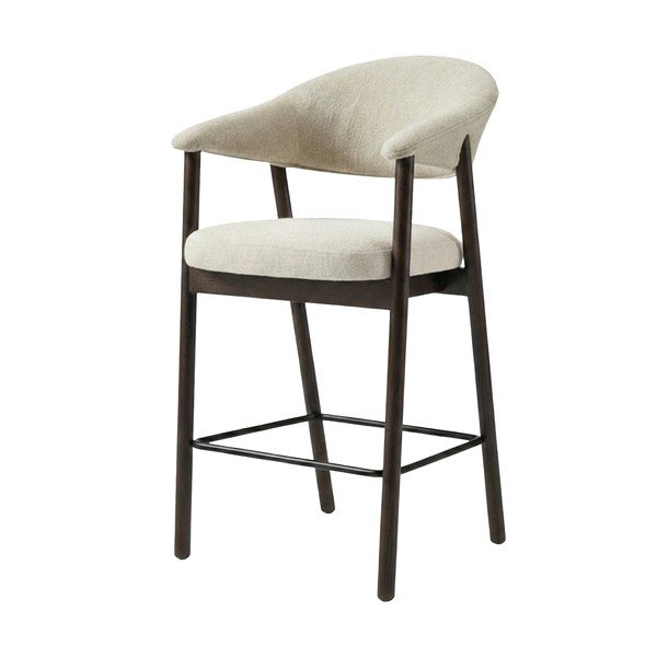 Rudos spalvos/kreminės spalvos iš audinio baro taburetė su porankiais (sėdynės aukštis 67 cm) Elk – Unique Furniture